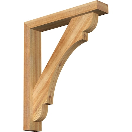 Ekena Millwork Olympic Block Rough Sawn Bracket w/ Offset Brace, Western Red Cedar, 4"W x 22"D x 26"H BKT0402X22X26OLY05RWR